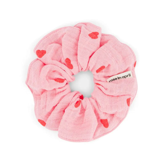 Mini Haargummi mit Herzmuster flamingo