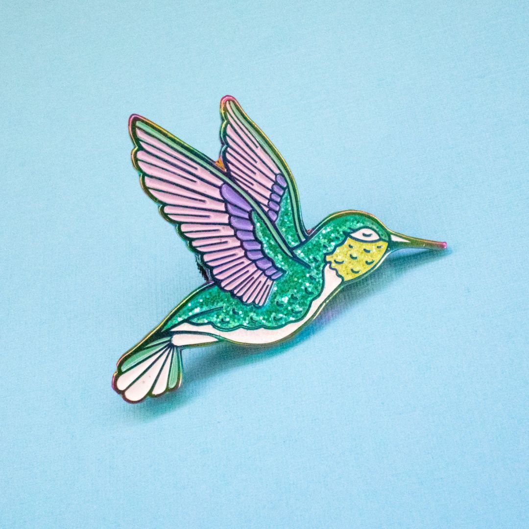 Anstecker 'Kolibri Pin' blaugrün