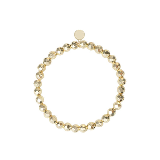 Damen Armband elastisch mit strukturierten Perlen gold