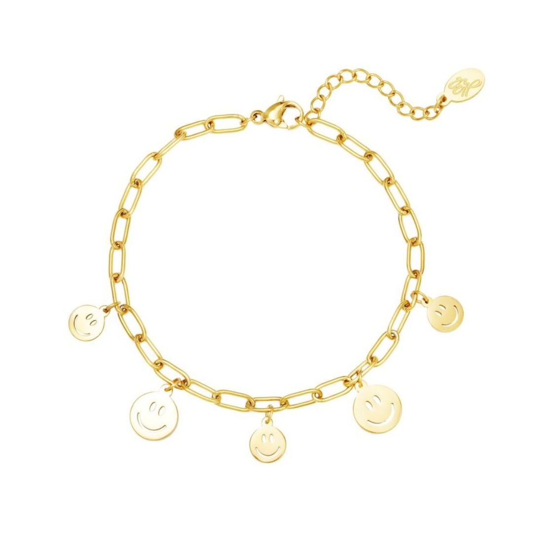 Damen Armband 'Multiple Smileys' gold