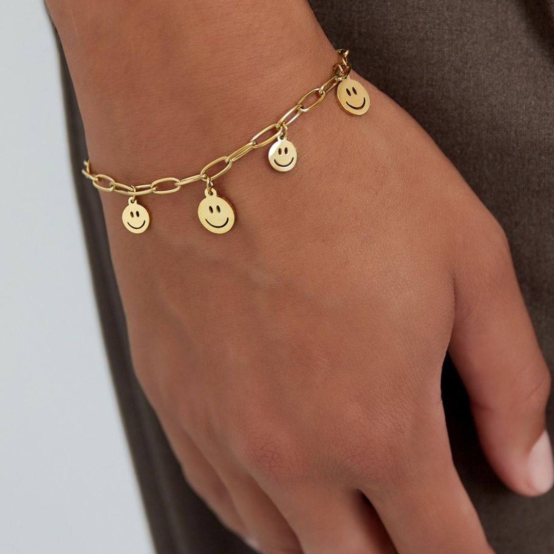 Damen Armband 'Multiple Smileys' gold