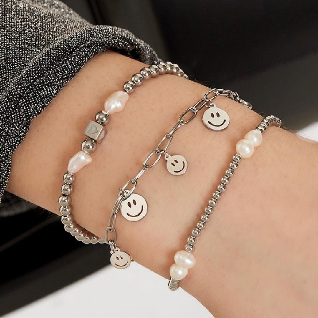 Damen Armband 'Multiple Smileys' gold