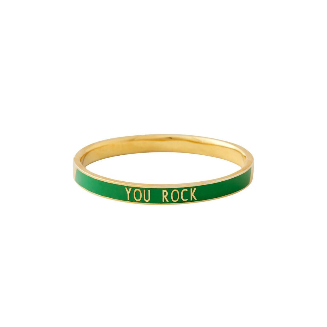 Damen Statement Armreif 'you rock' grün