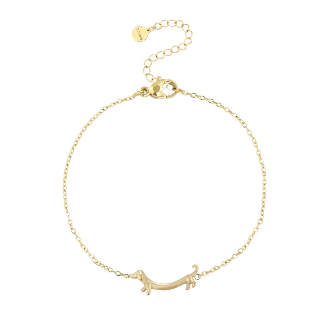 Damen Armband mit Dackelanhänger gold
