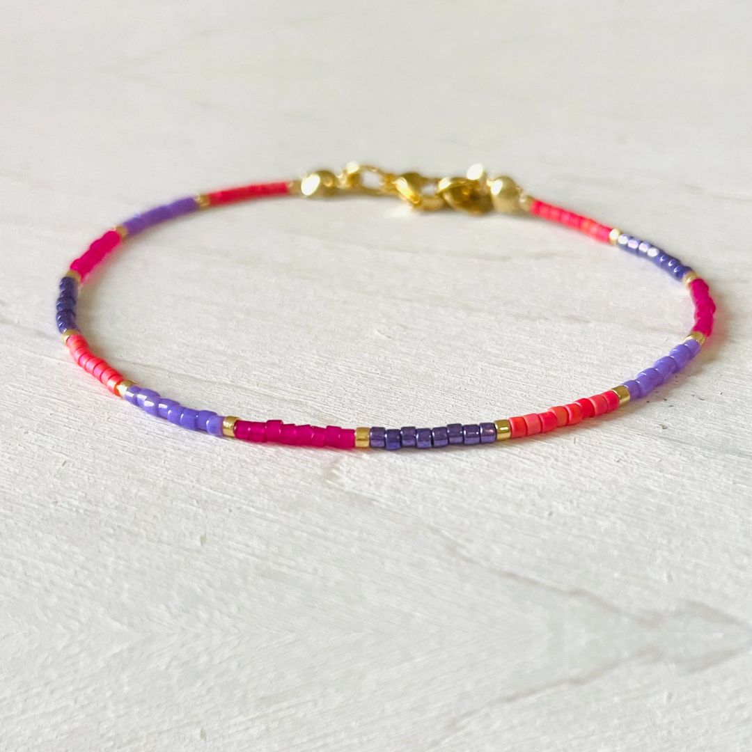 Damen Armband 'Miyuki Perlen' lila/rot