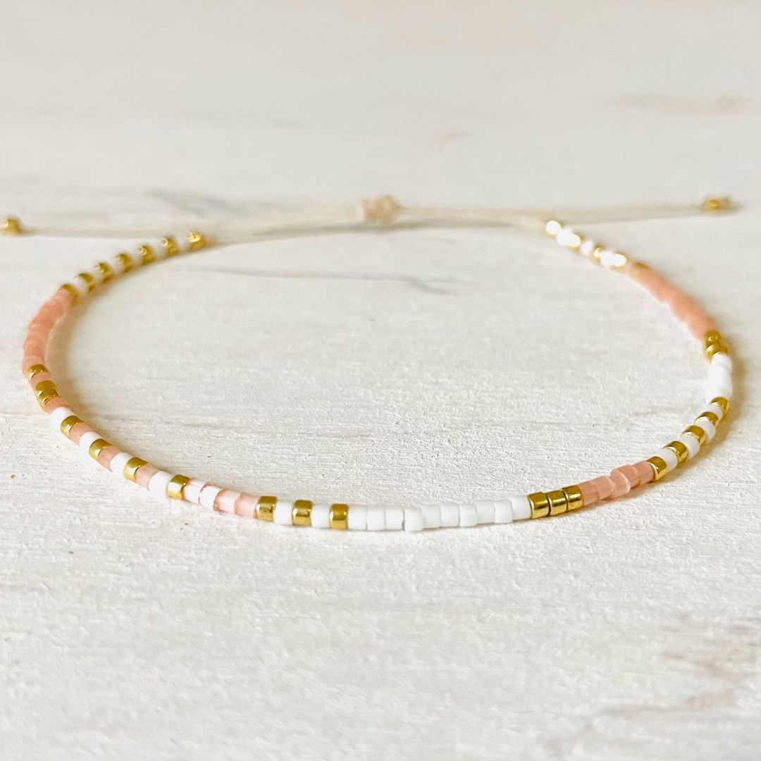 Damen Armband 'Miyuki Perlen' weiß/gold