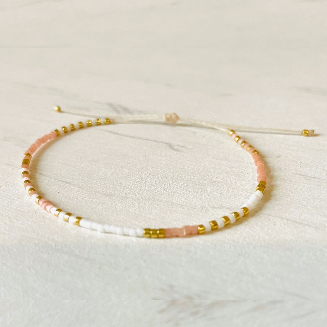Damen Armband 'Miyuki Perlen' weiß/gold