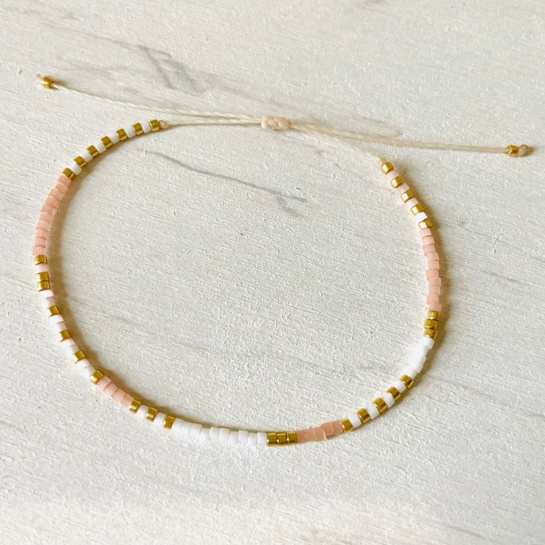 Damen Armband 'Miyuki Perlen' weiß/gold