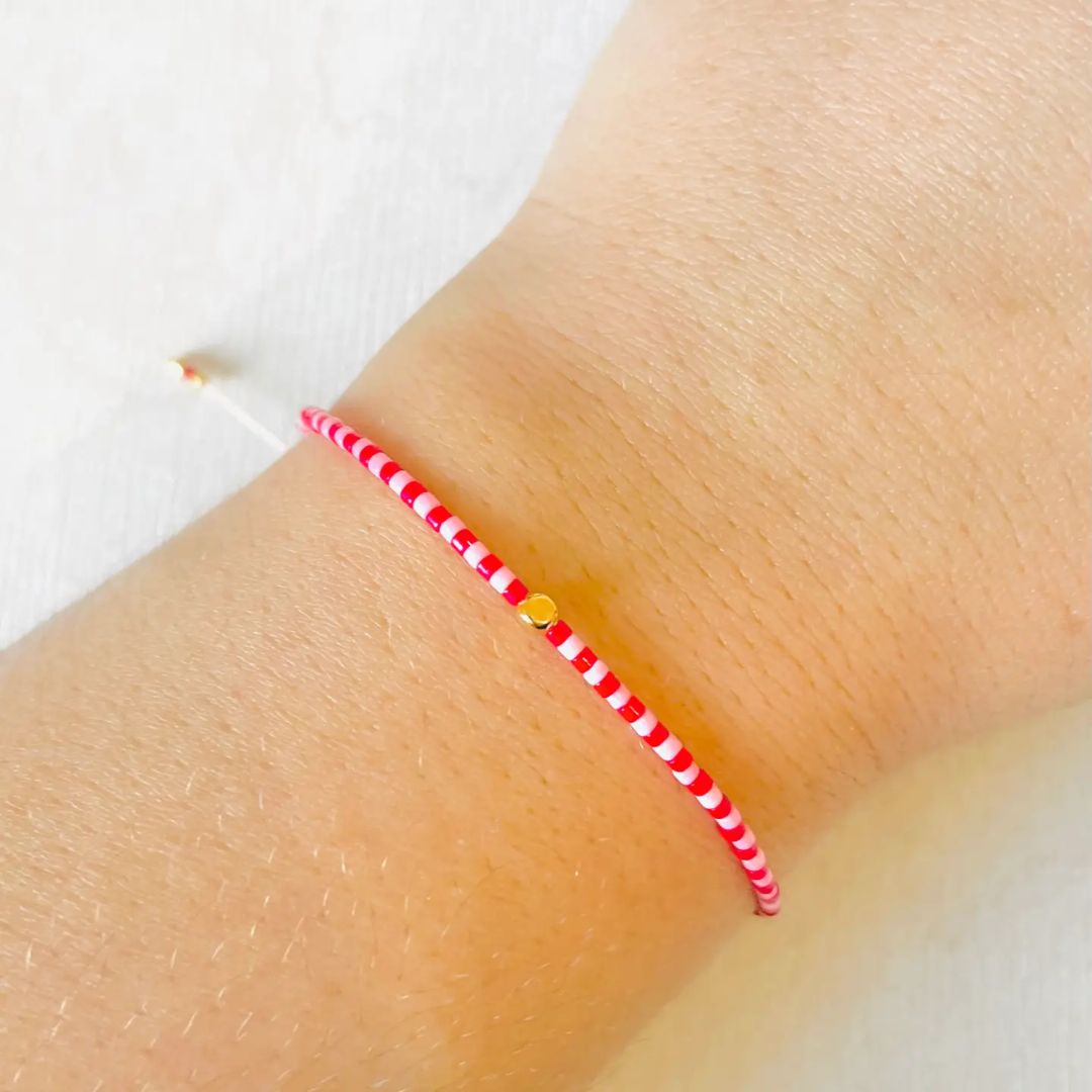 Damen Armband 'Miyuki Perlen' weiß/rot