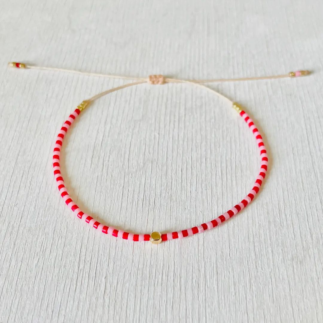 Damen Armband 'Miyuki Perlen' weiß/rot