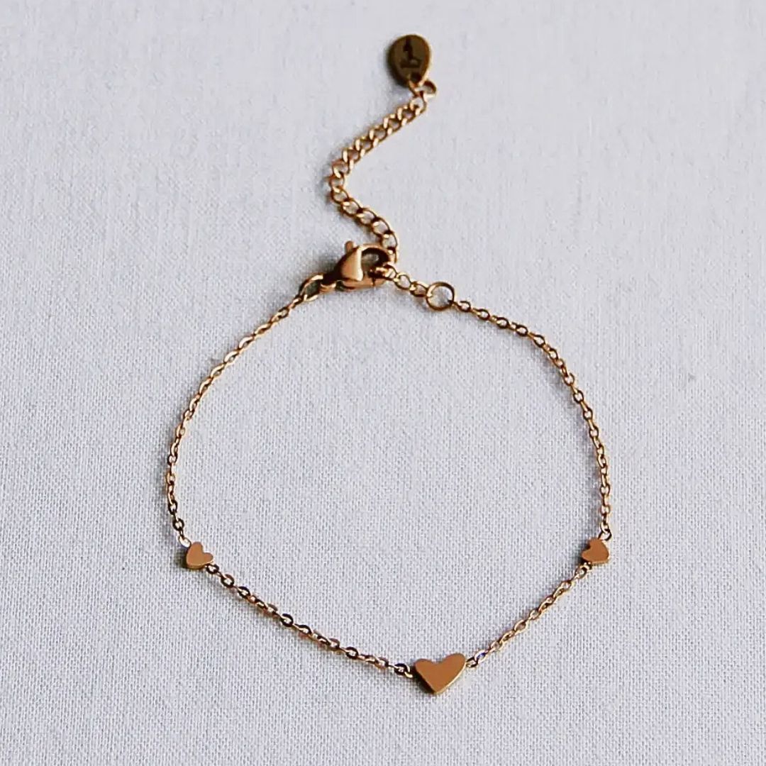 Damen Armband mit 3 Mini Herzen gold