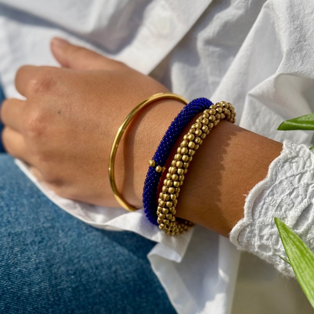 Nepalesisches Damen Armband 'Signature' royalblau
