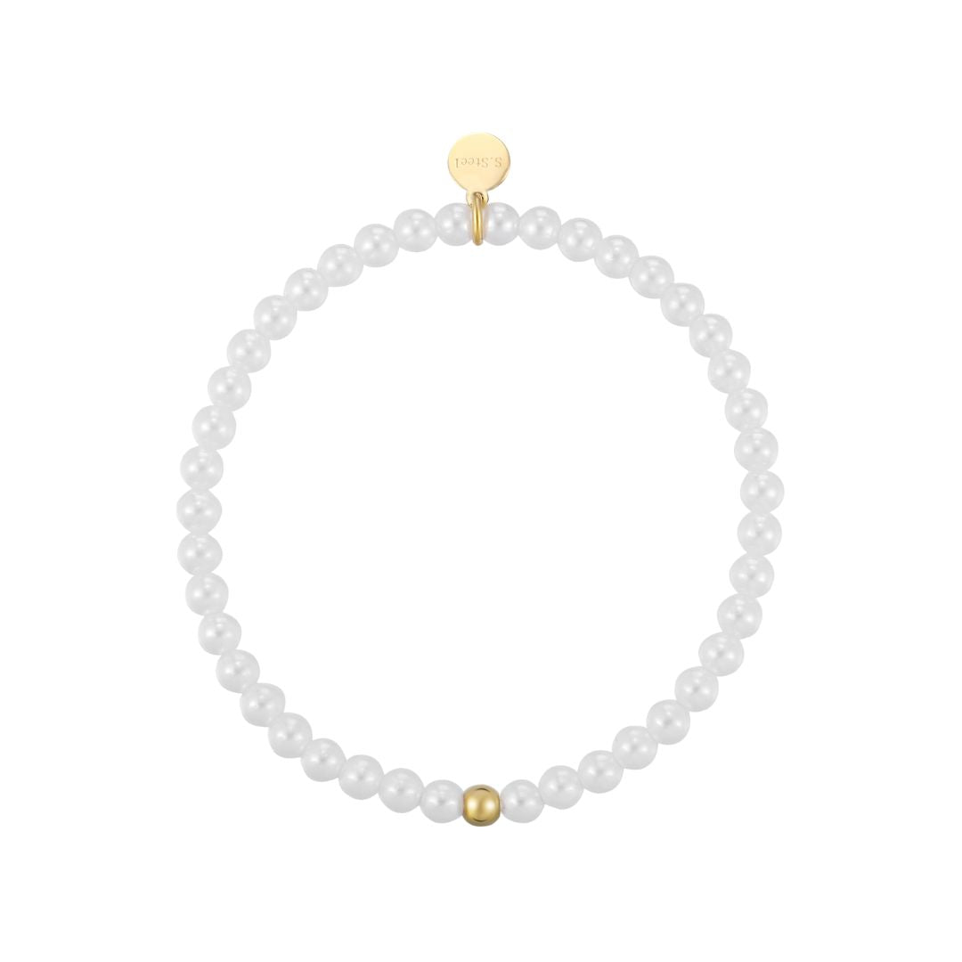 Damen Armband 'White Pearls' mit Goldperle groß
