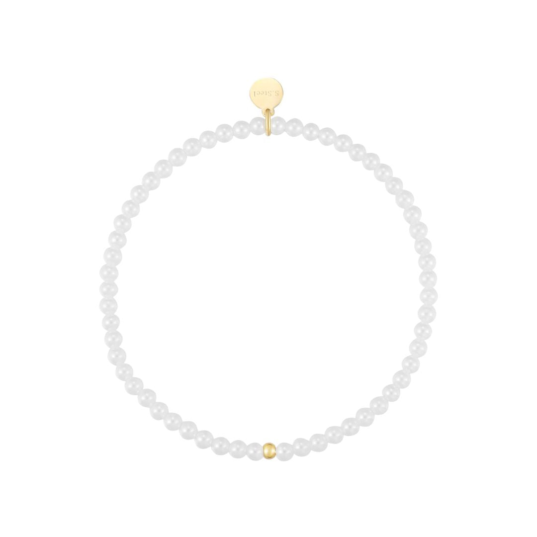 Damen Armband 'White Pearls' mit Goldperle klein