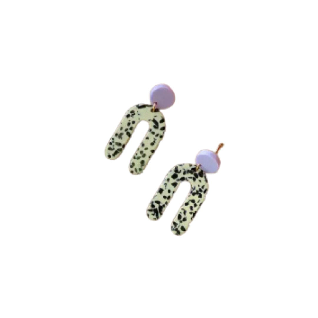 Damen Bogen Ohrringe Statement Dots greige