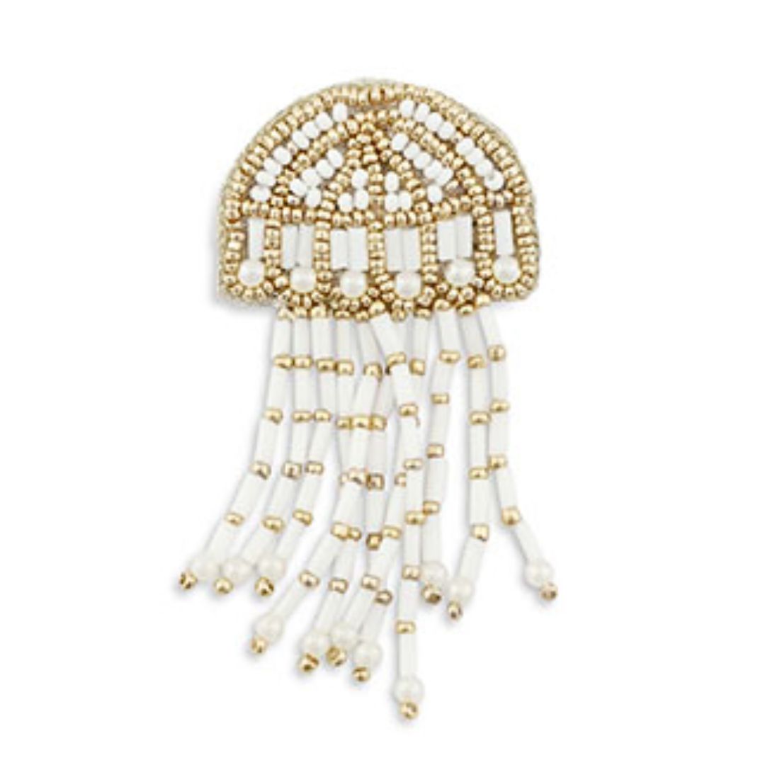 Damen Brosche 'Qualle' gold/weiß
