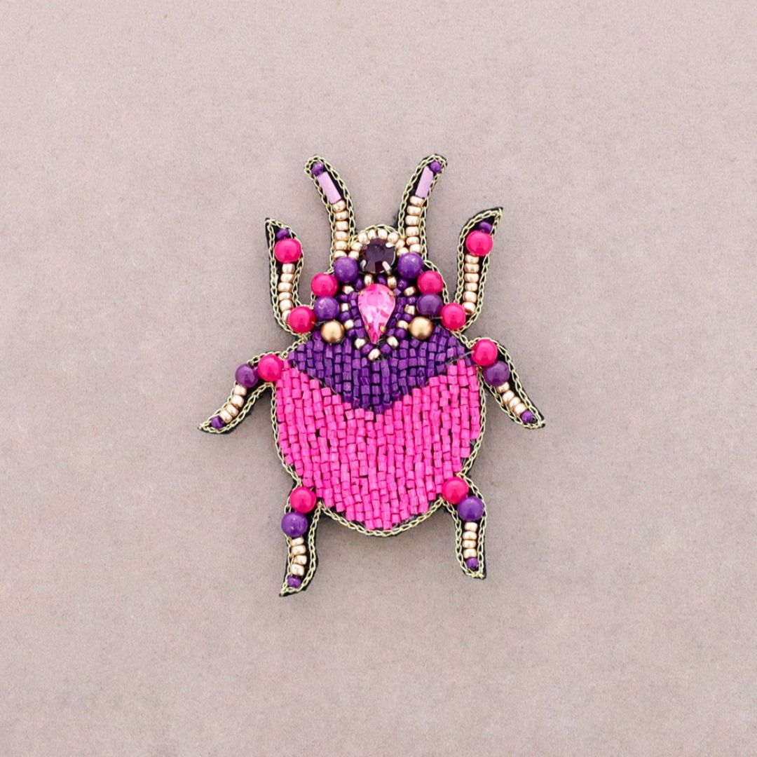 Pailletten-Insektenbrosche fuchsia