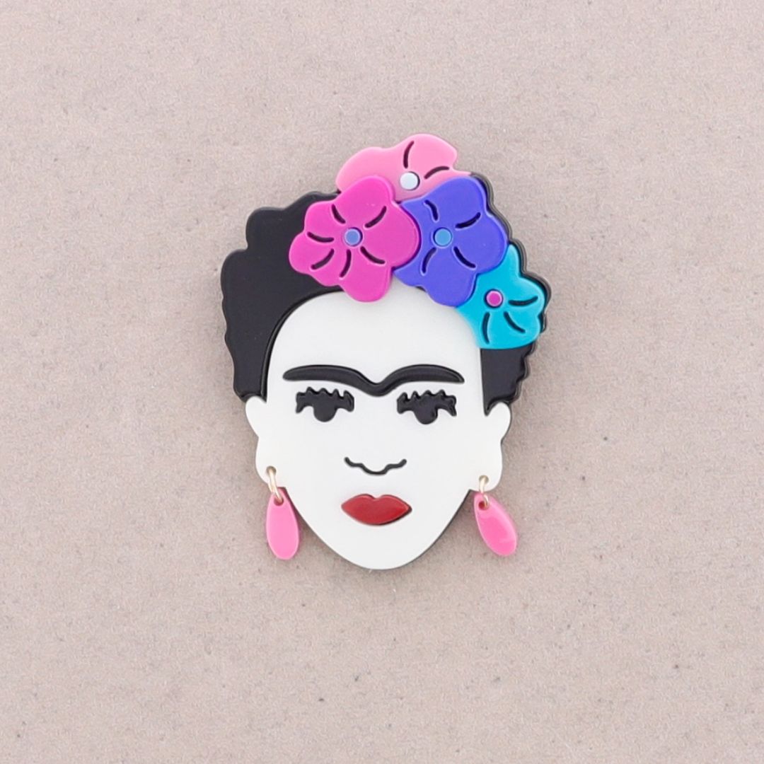 Damen Brosche 'Frida' blau/pink