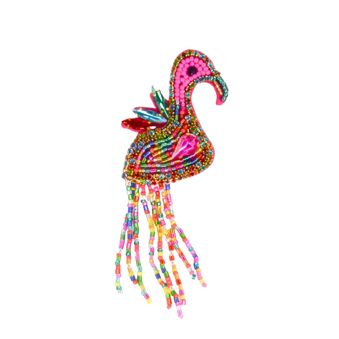 Brosche 'Paradiesvogel' colorful