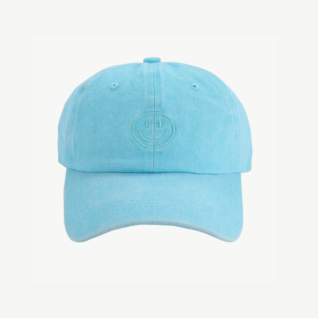 Damen Cap hellblau mit Smileystickerei