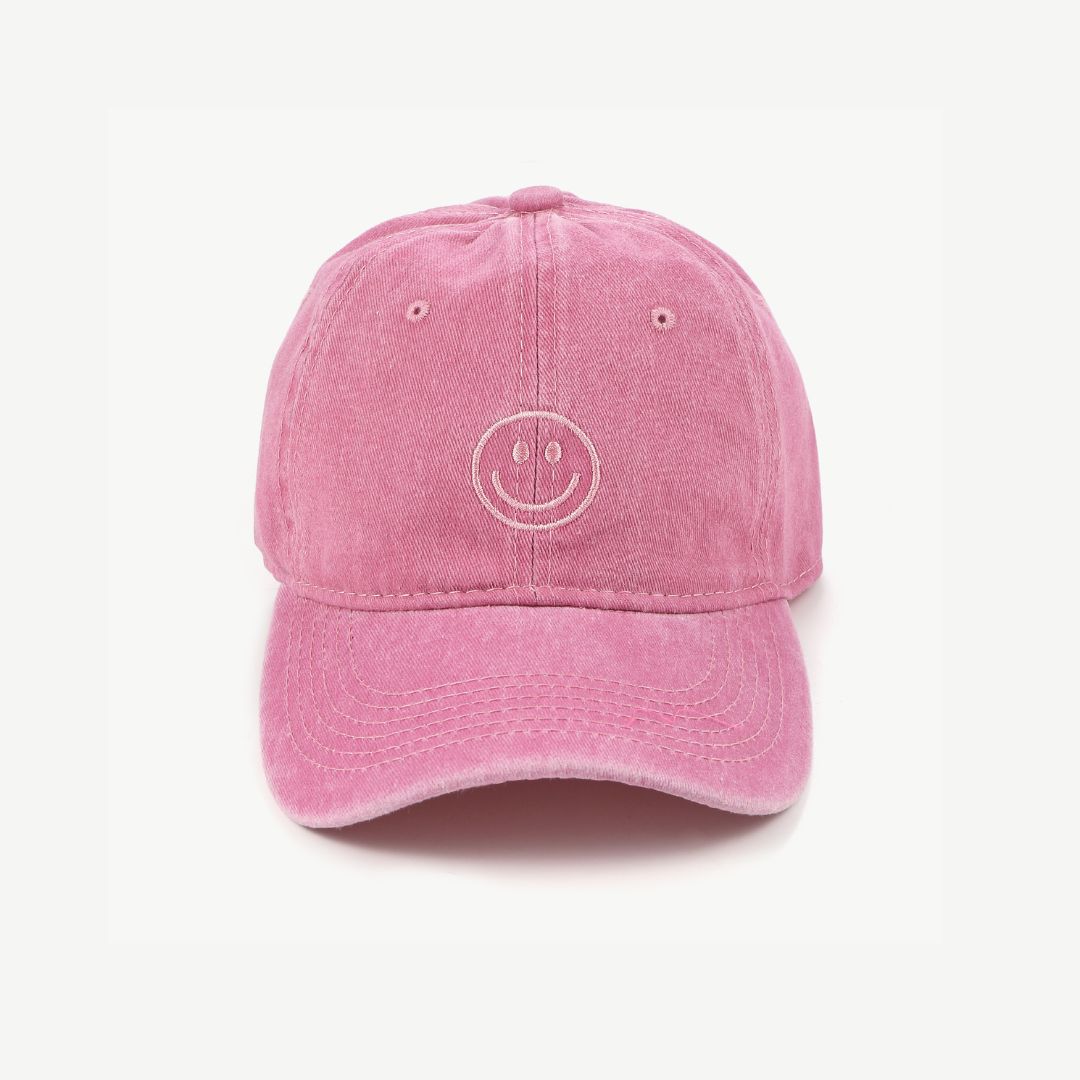 Damen Cap rosa mit Smileystickerei