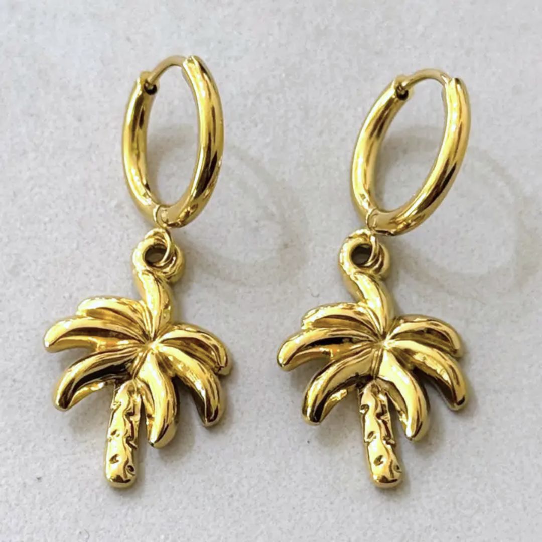 Damen Creolen 'Palmen' gold