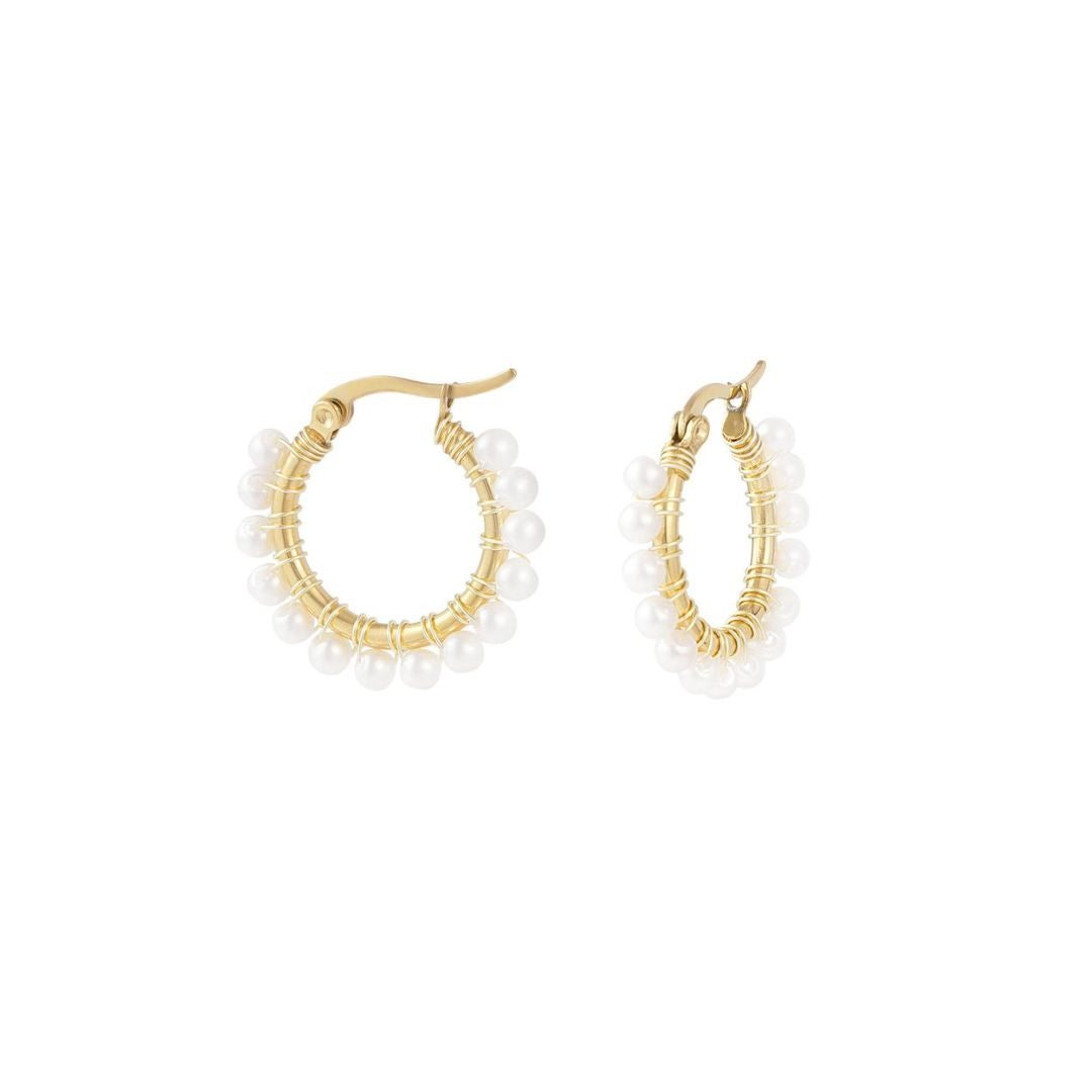 Damen Creolen 'Perlen' gold