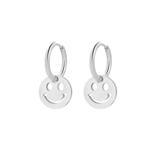 Creolen mit Smiley-Anhänger silber