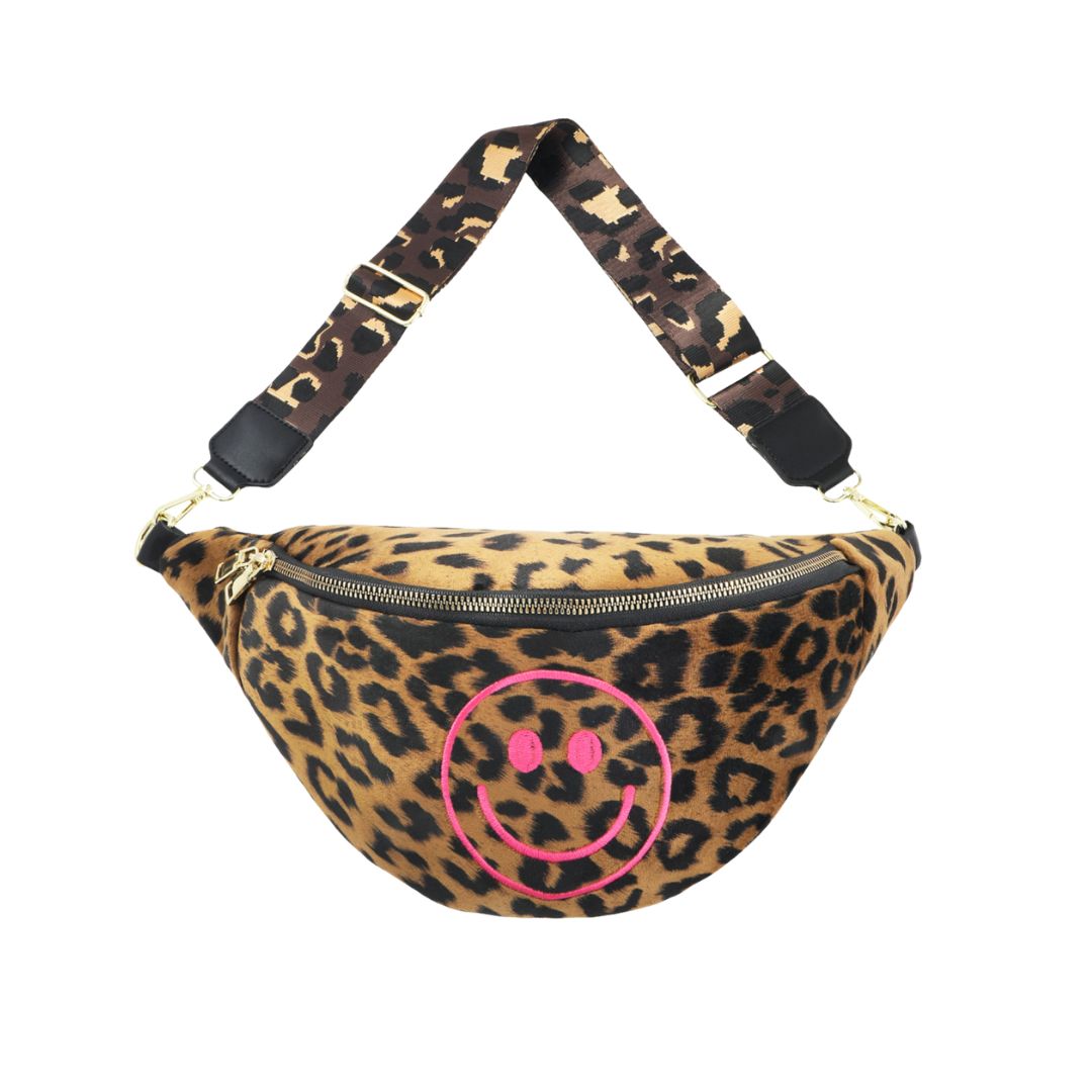 Damen Crossover Bag Leo dunkel mit Smiley