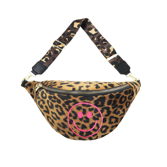 Damen Crossover Bag Leo dunkel mit Smiley