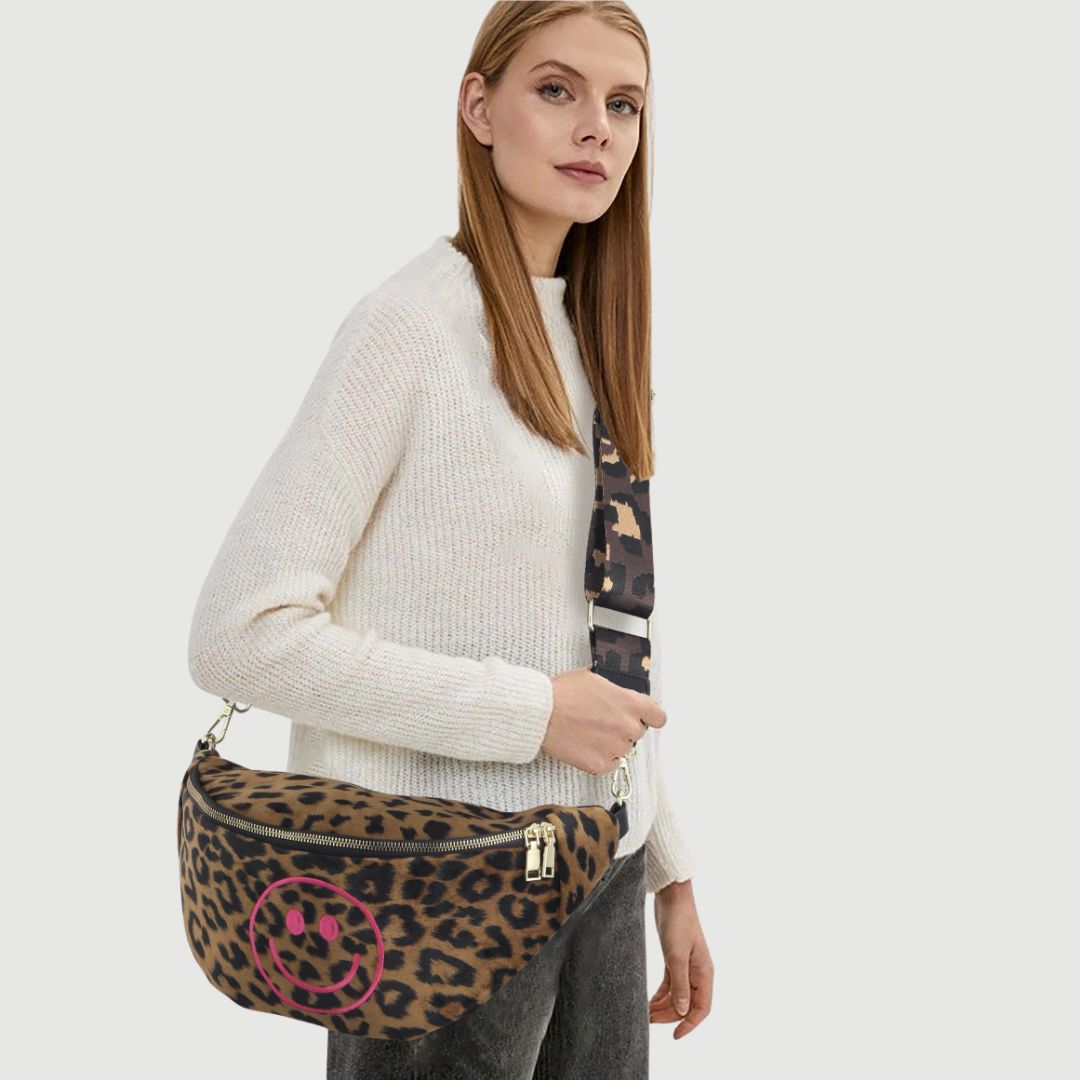 Damen Crossover Bag Leo dunkel mit Smiley