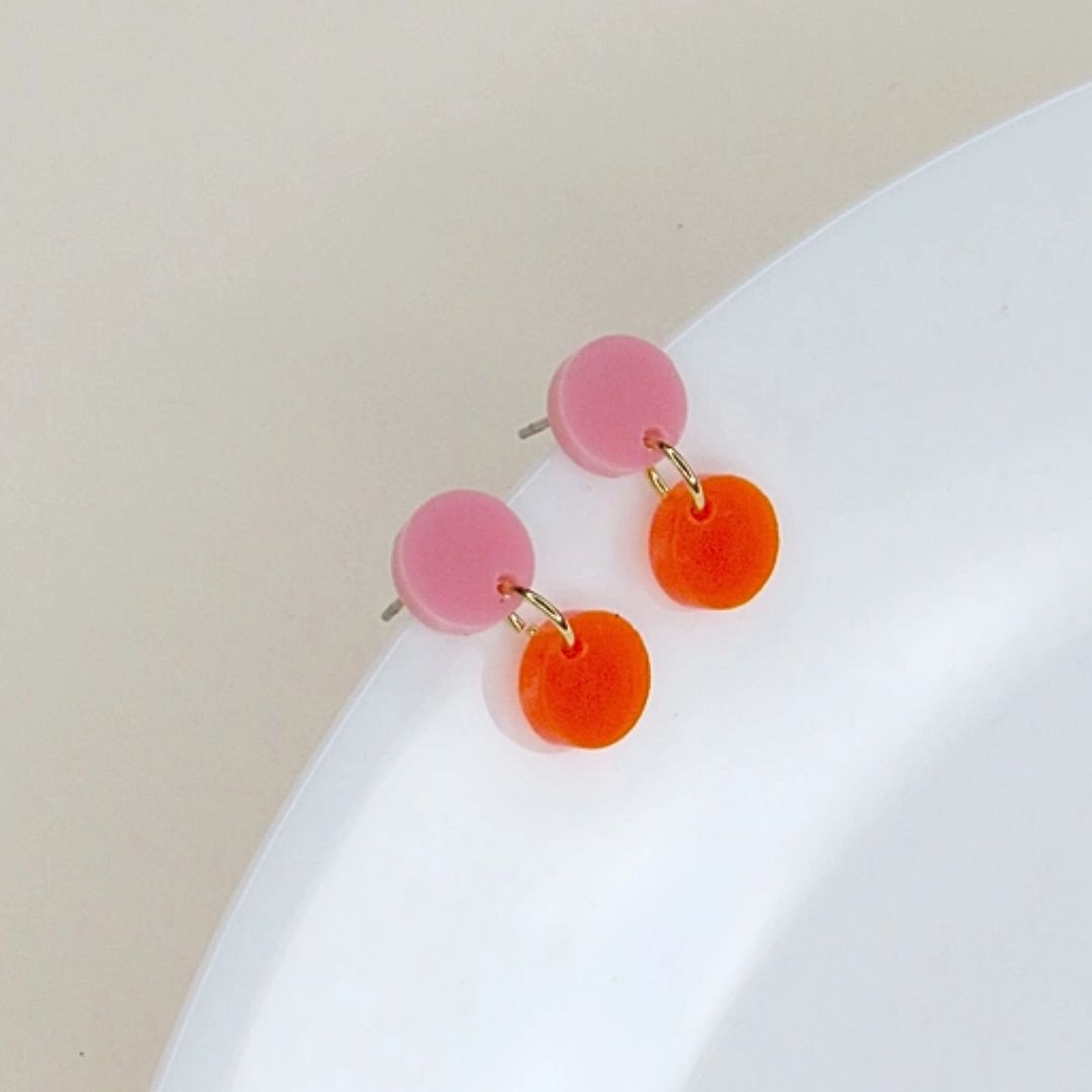 Damen Ohrringe Dotty rosa/neonorange