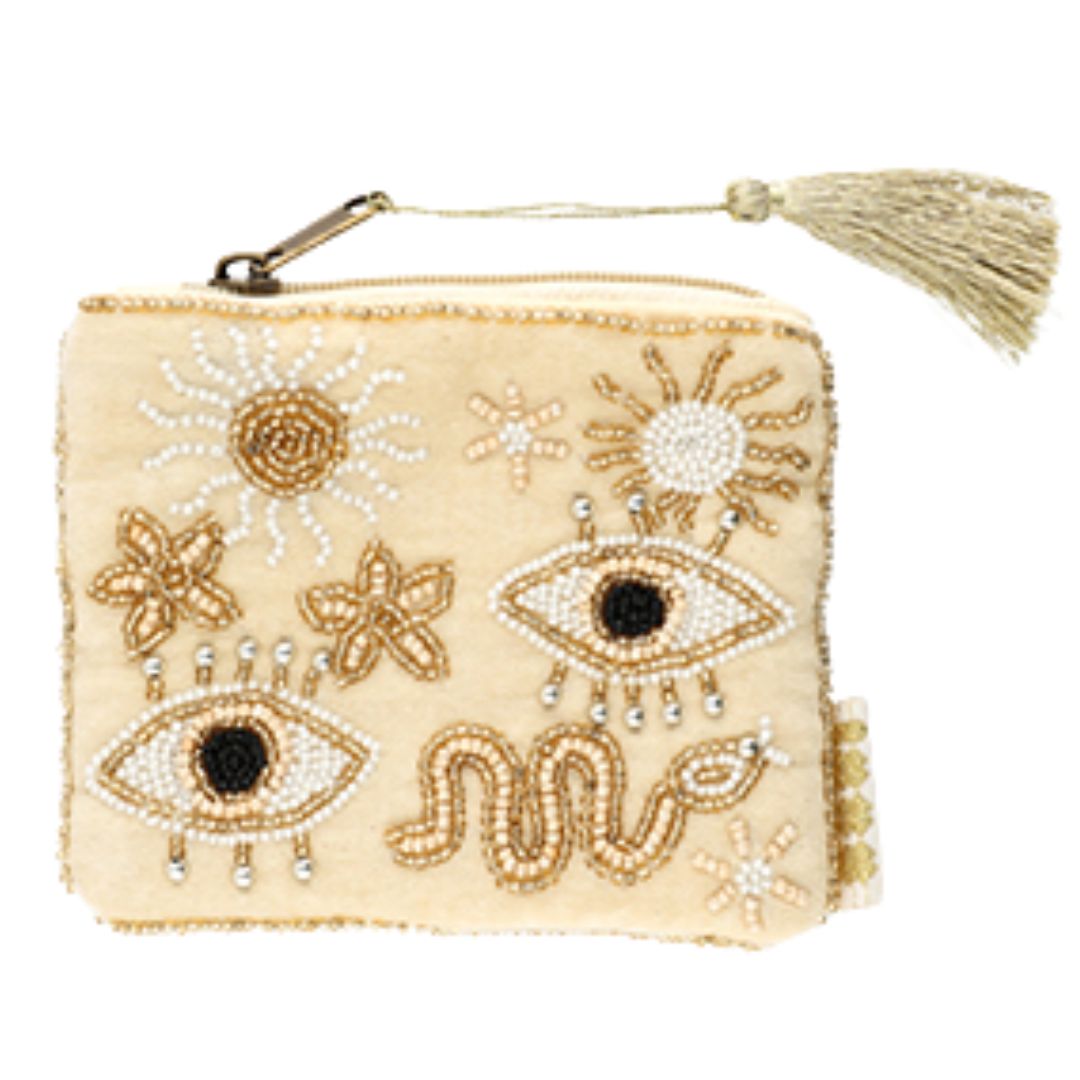 Perlen-Etui 'Mystik' beige/gold