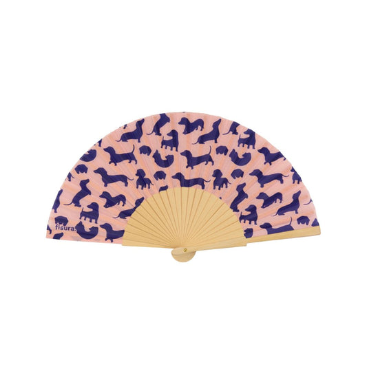 Damen Fächer 'Dackel' rosa/blau