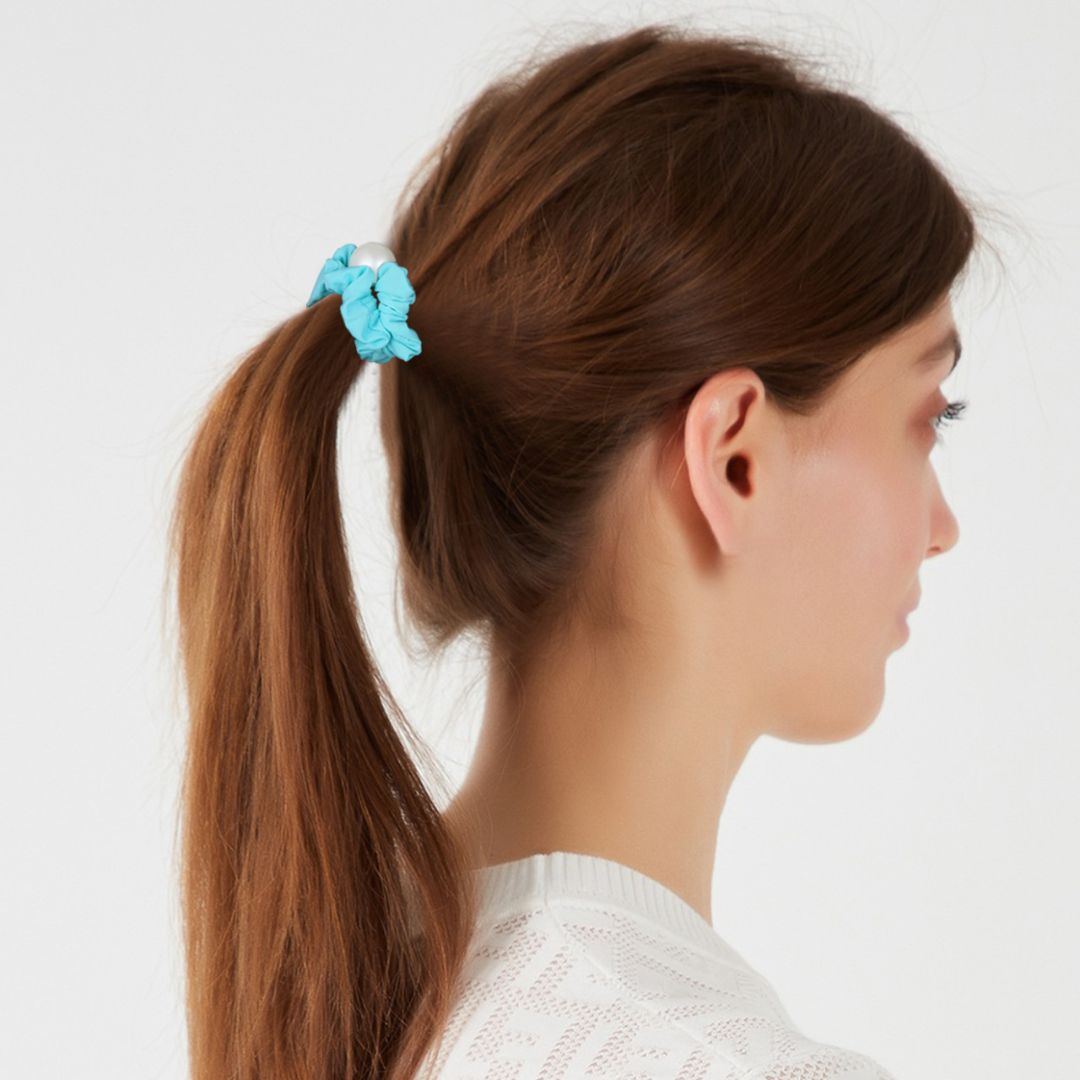 Damen Haargummi 'Elastic' mit Perle blau