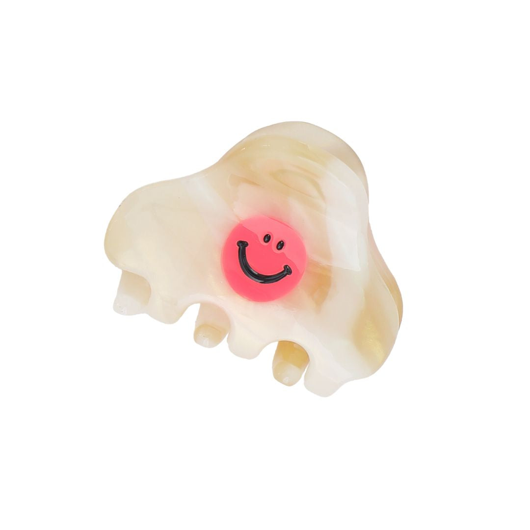 Damen Haarklammer mit Smiley-Gesicht beige/pink