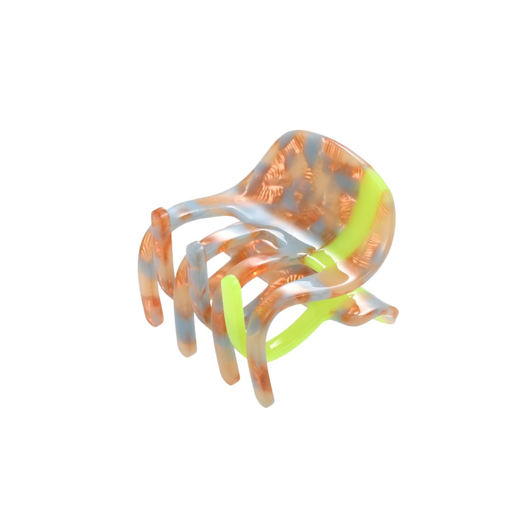Damen Haarklammer mit Streifen beige/neon gelb