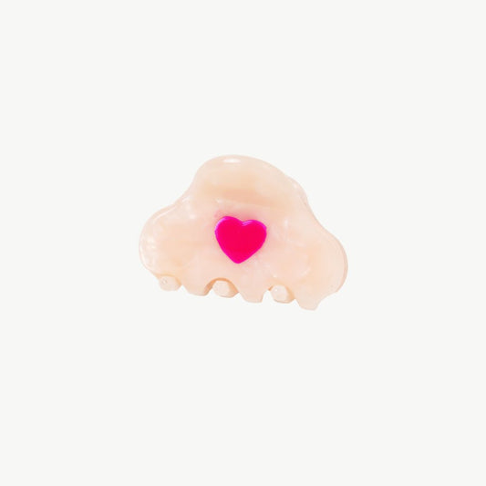 Kleine Damen Haarklammer 'Herz' creme/rosa