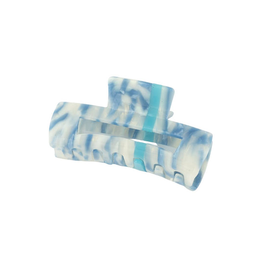 Große Haarklammer creme mit Streifen blau