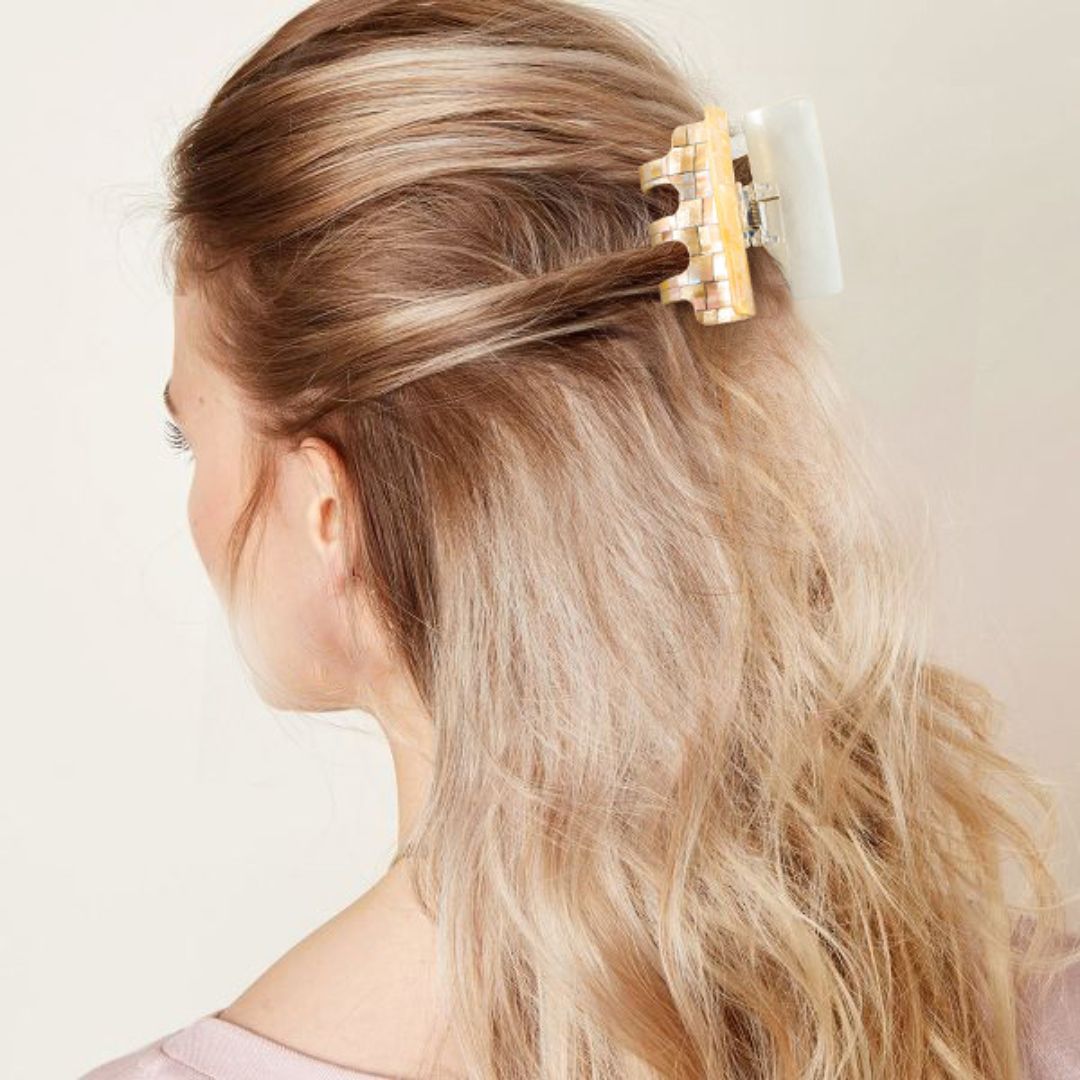 Damen Haarklammer groß zweifarbig schwarz/rosa