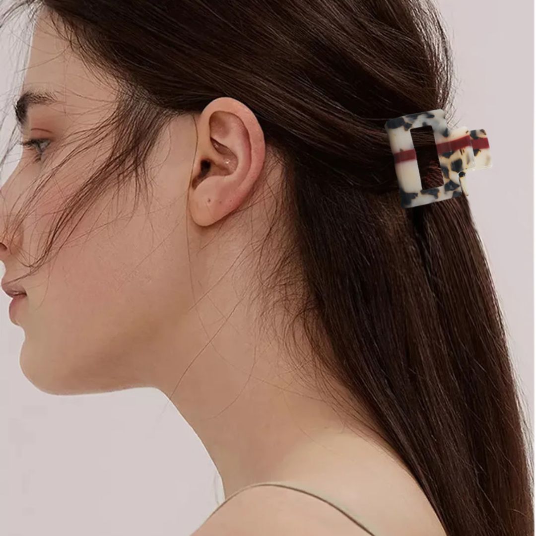 Damen Haarklammer Leo mit Streifen burgund