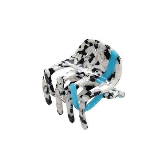 Damen Haarklammer mit Streifen leopard weiß/blau