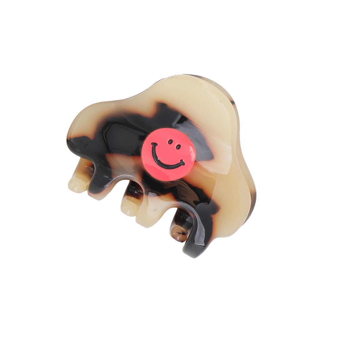 Damen Haarklammer mit Smiley-Gesicht leopard/pink