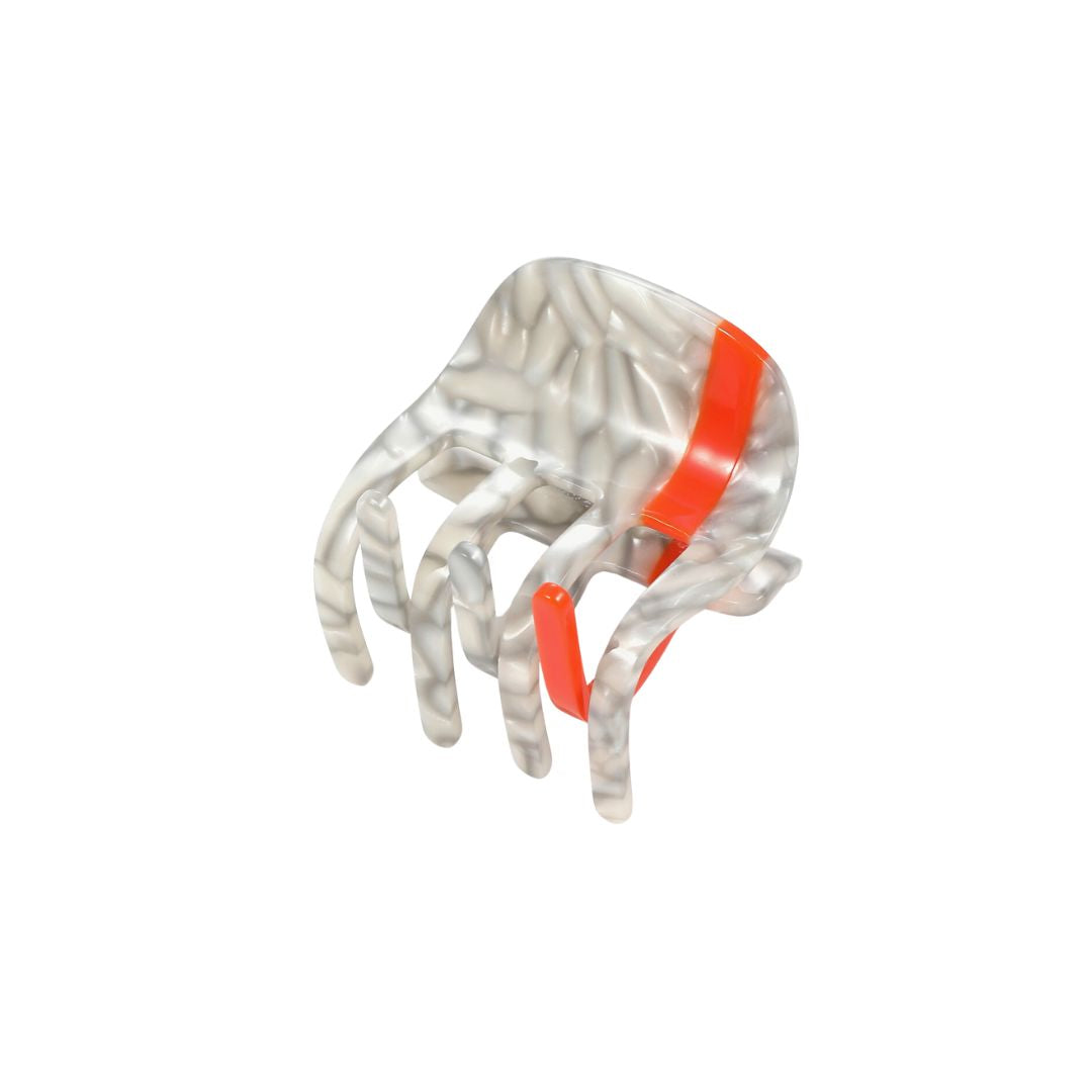 Damen Haarklammer gemustert mit Streifen neon orange