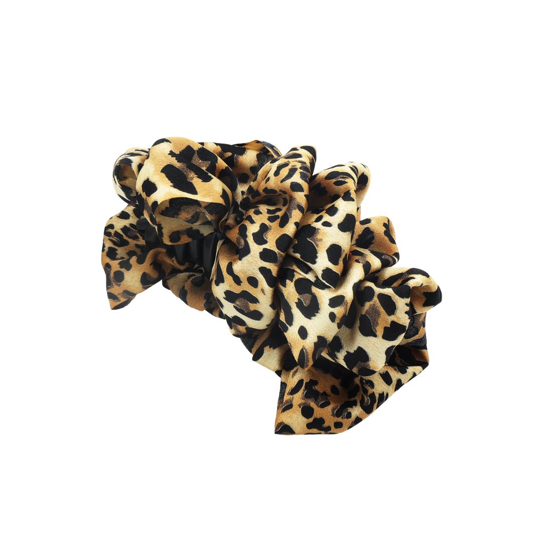 Damen Haarspange mit Stoff und Leopardenmuster