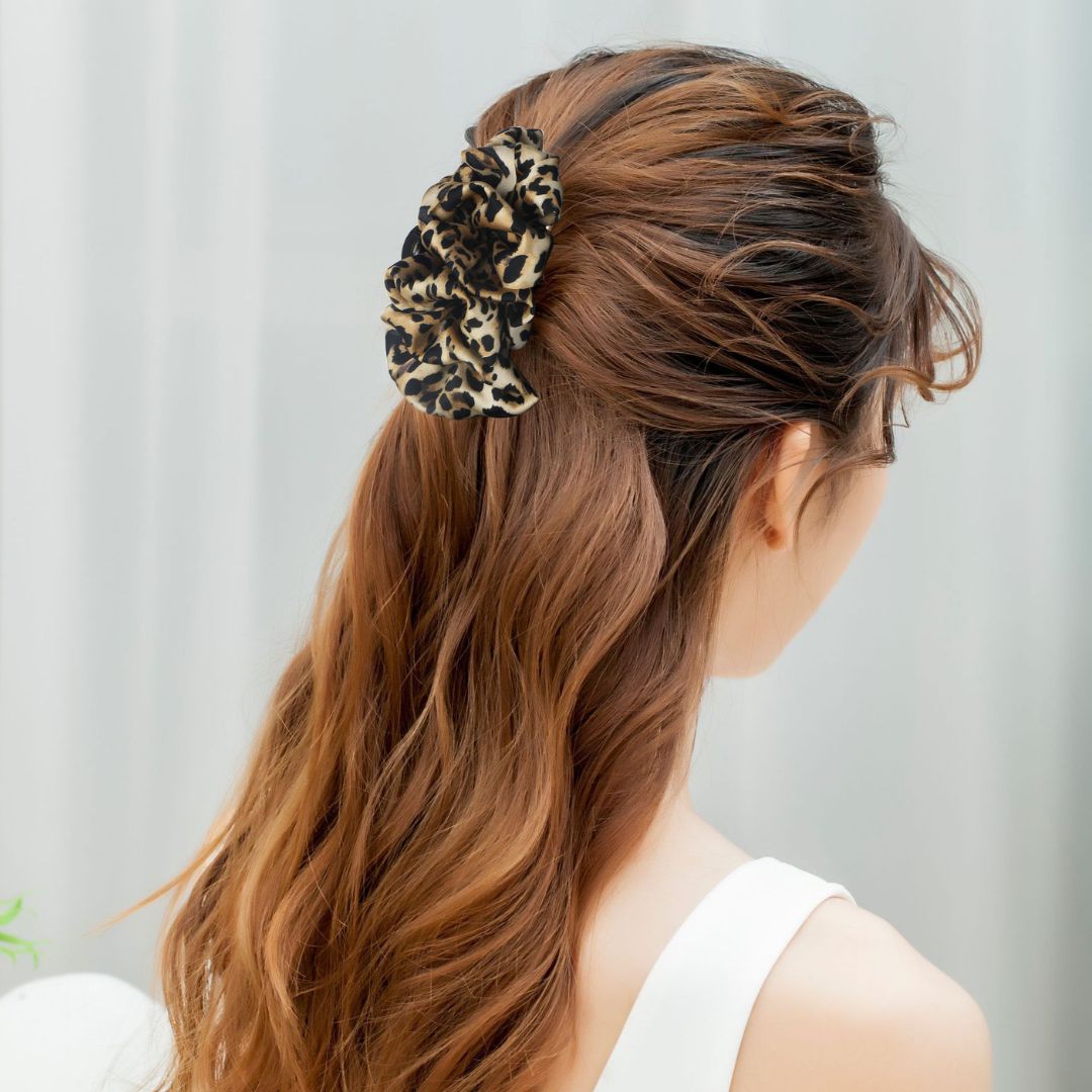 Damen Haarspange mit Stoff und Leopardenmuster