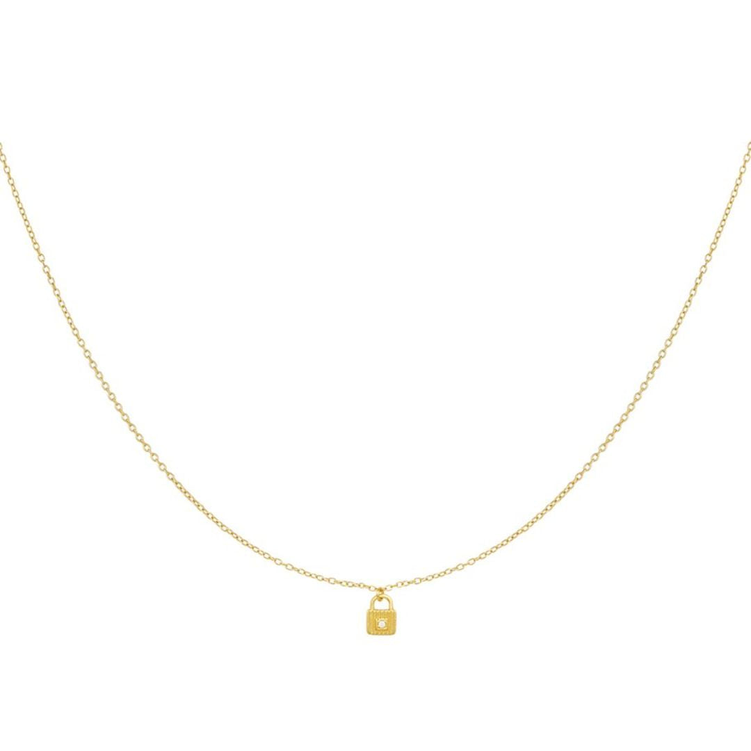Damen Halskette gold mit kleinem Anhänger 'Schloss'