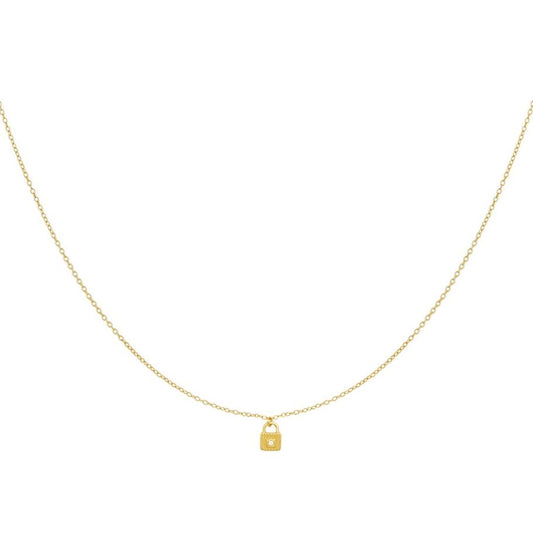 Damen Halskette gold mit kleinem Anhänger 'Schloss'
