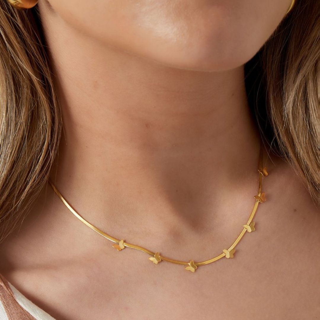 Damen Halskette gold 'Schmetterlinge'