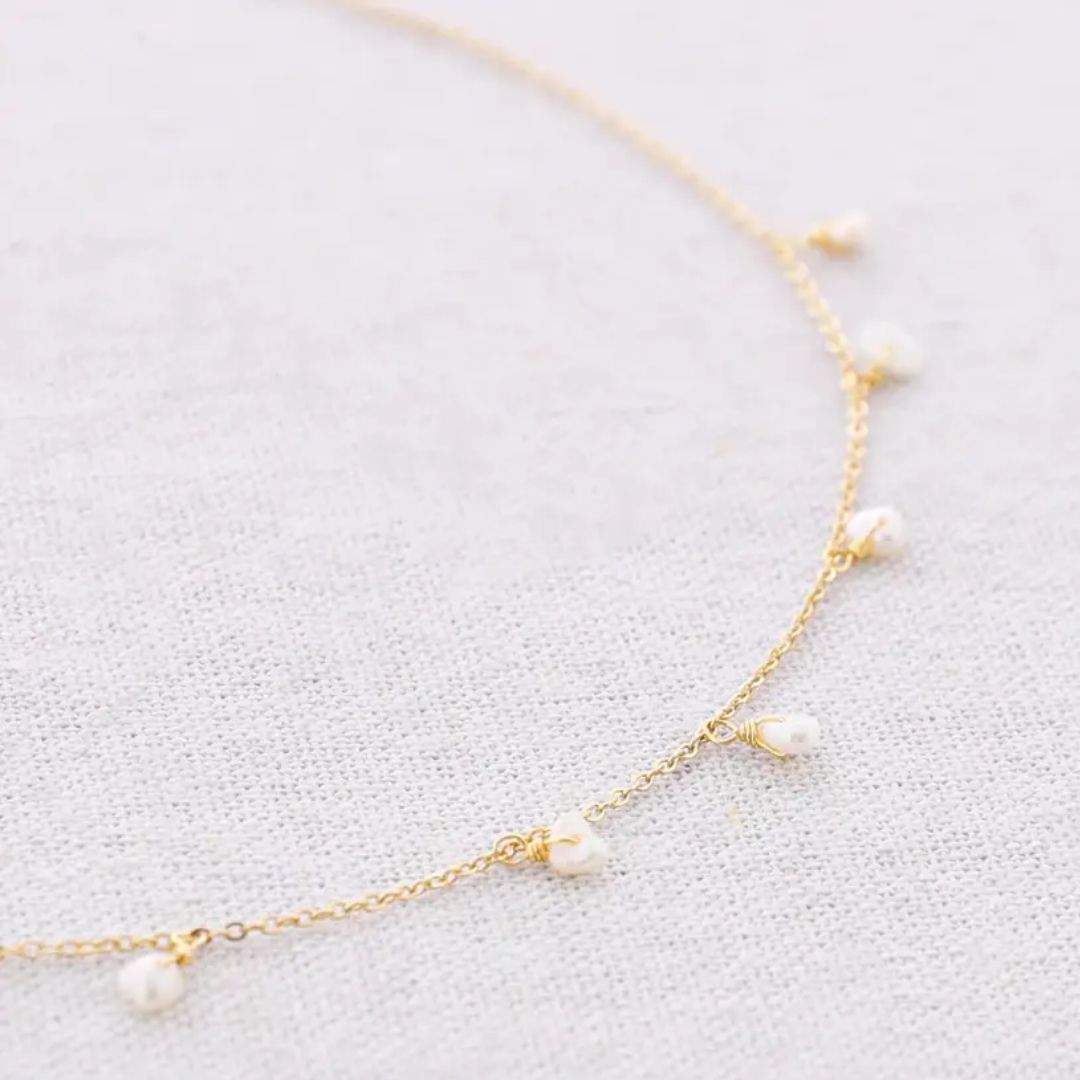 Damen Halskette gold mit Perlenanhängern